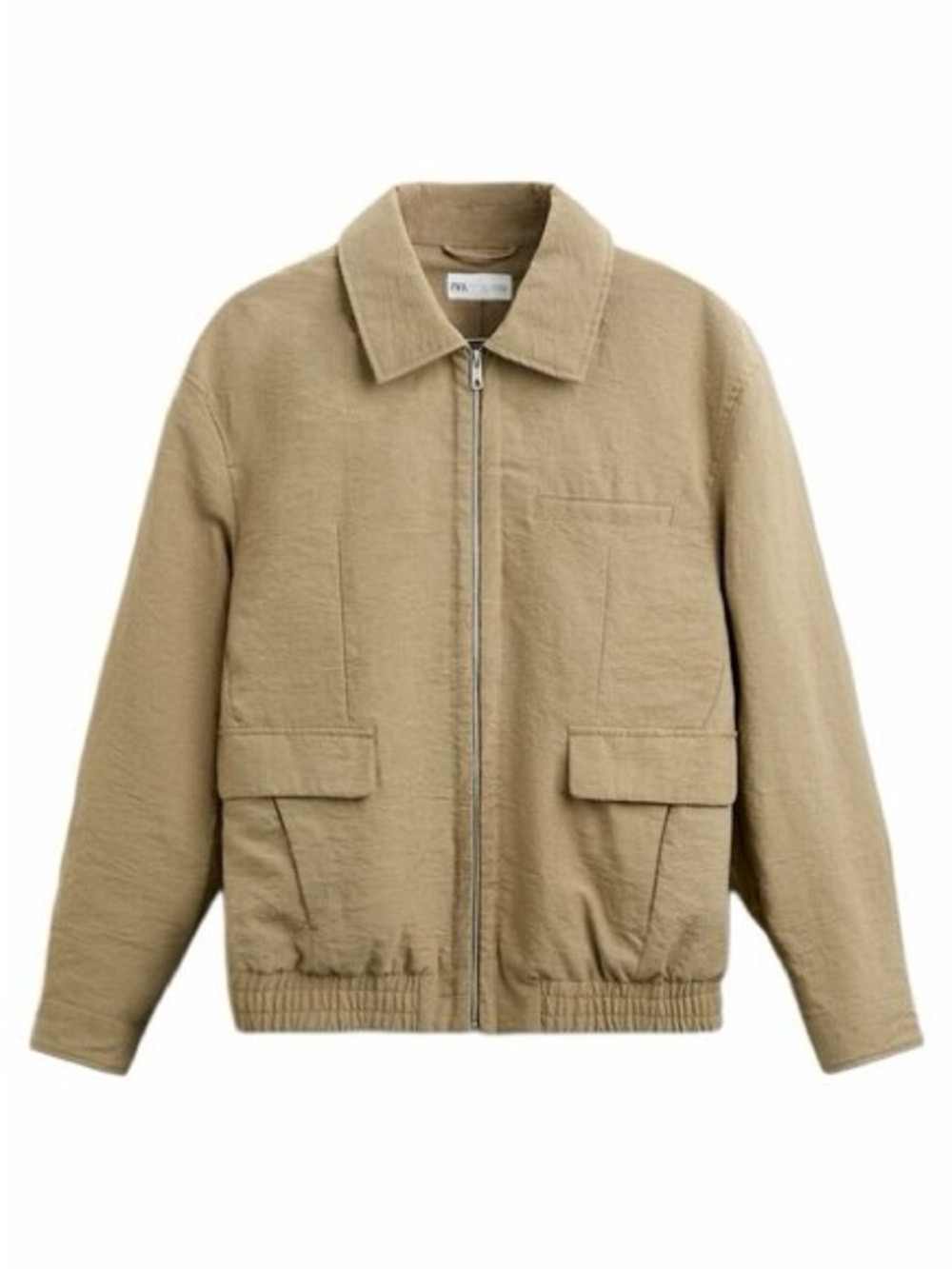 Zara Men's Lightweight Zip-Up Bomber Jacket, Khaki - Picture 2 of 13